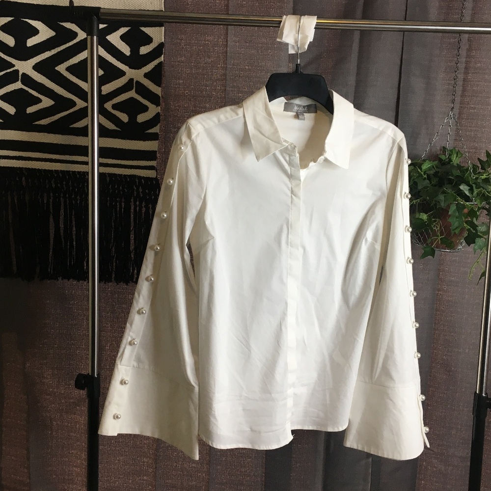 Marled by Reunited Long Sleeve White Shirt